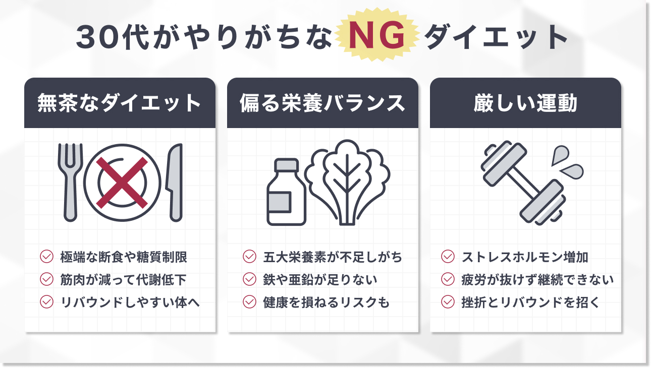 30代が陥りがちなダイエットのNG行動