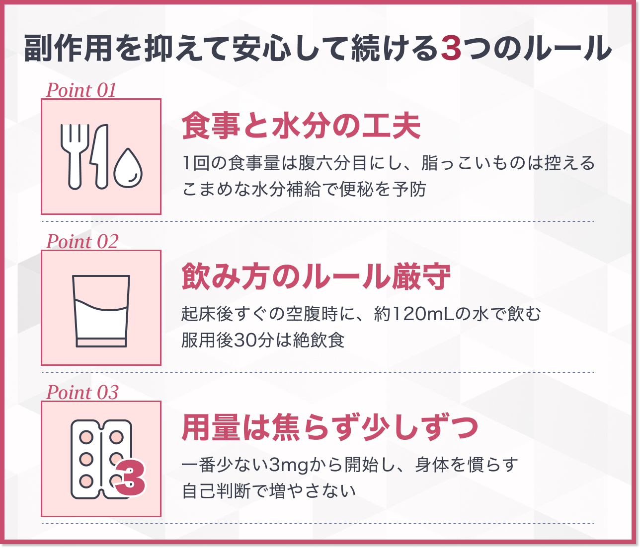 副作用を抑えて安心して継続するための服用ルール