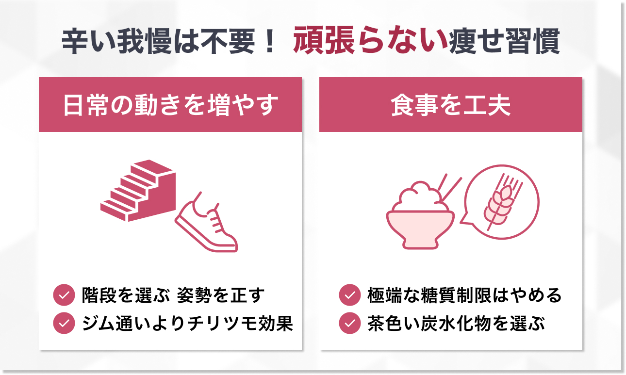 辛い我慢は不要！日常でできる「頑張らない」痩せ習慣