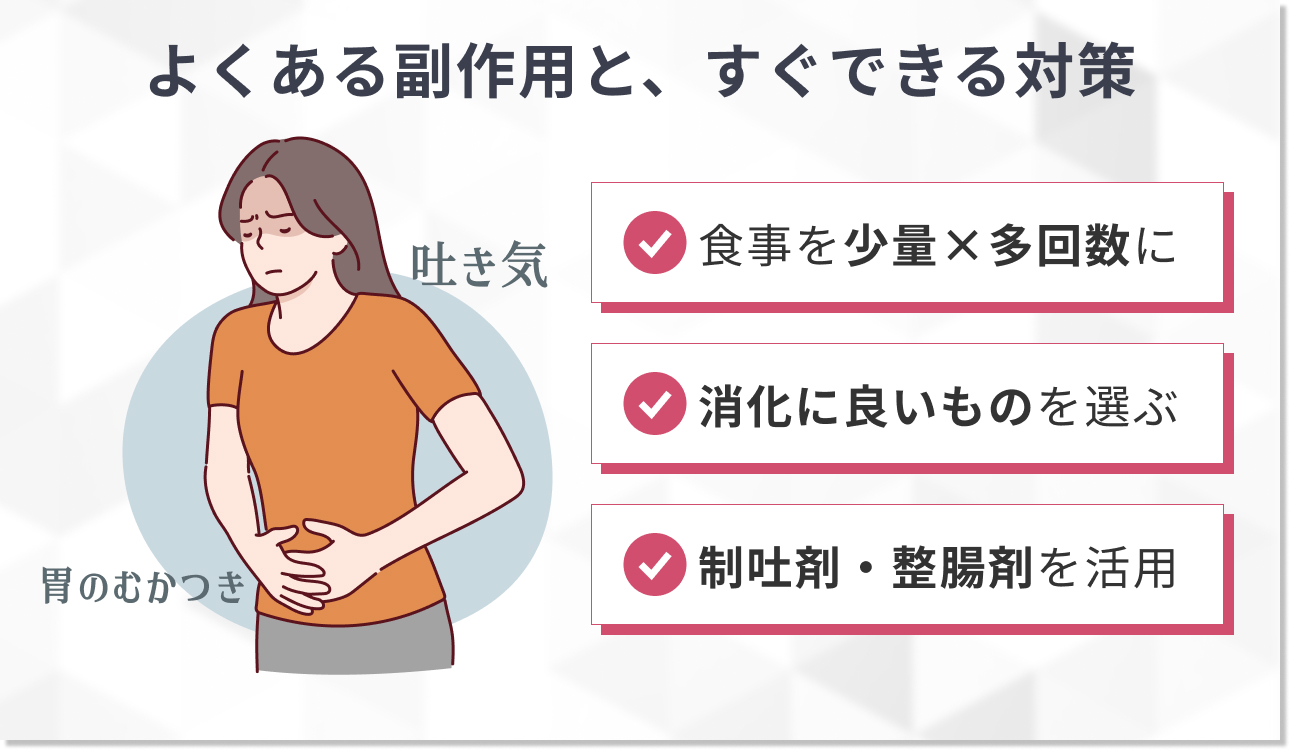 最も多い副作用「吐き気・胃もたれ」のピークと乗り越え方
